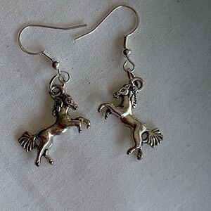 Dance Horses earrings sterling silver hooks Artisan OOAK